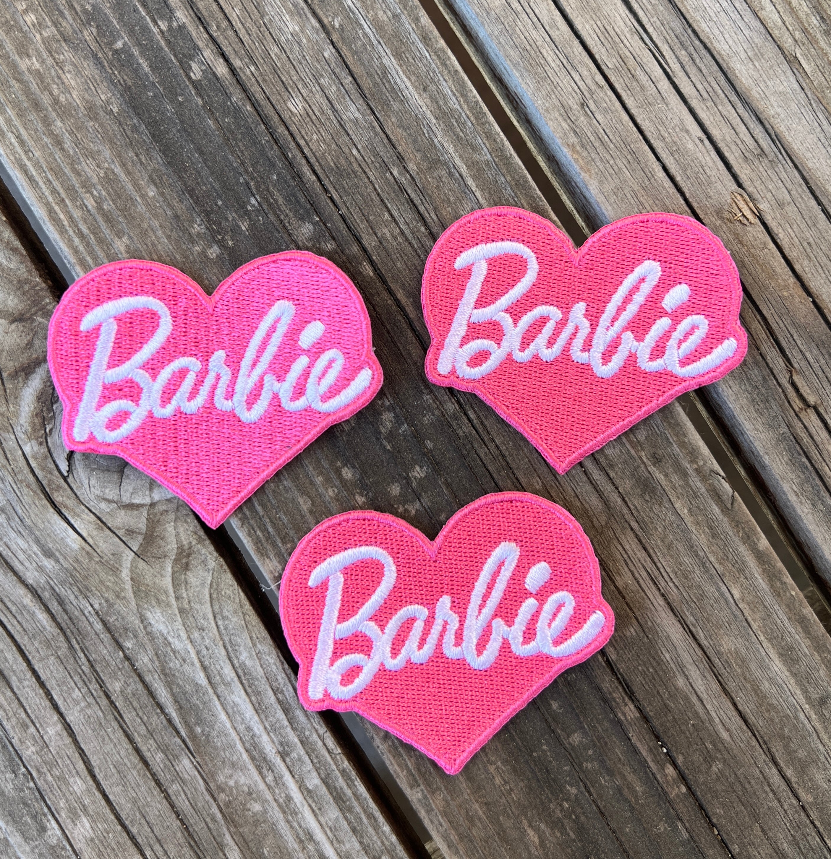 2PCS PINK Barbie Iron On Patches , Embroidery Iron On Patch , Pink