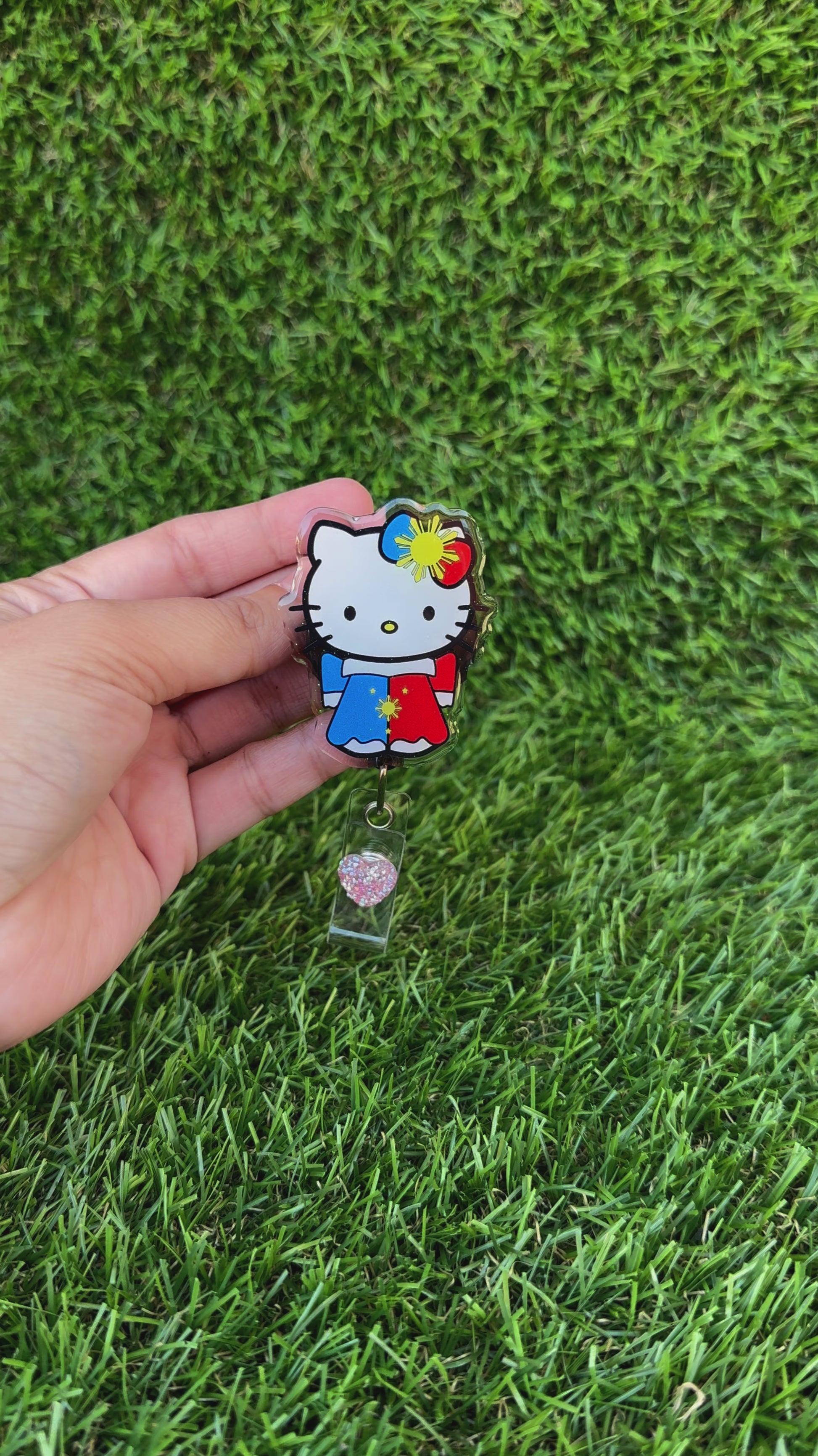 Filipino Hello Kitty ID Badge Reel , Retractable , Alligator Clip